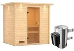 Karibu Woodfeeling Sauna Selena - 38 mm Bronzierte Ganzglast&uuml;r Inkl. Dachkranz...