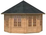 Palmako Pavillon Hanna 14,1 m2 - 44 mm Hellbraun tauchimpr&auml;gniert
