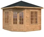 Palmako Pavillon Melanie 9,6 m2 - 44 mm Hellbraun tauchimpr&auml;gniert