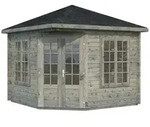 Palmako Pavillon Melanie 9,6 m2 - 44 mm Grau tauchimpr&auml;gniert
