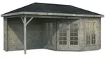 Palmako Pavillon Melanie 6,8+8,3 m2 - 28 mm Grau tauchimpr&auml;gniert