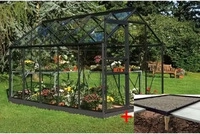 Halls Gew&auml;chshaus Popular - 6.2 m2 Schwarz mit 3 mm Sicherheitsglas
