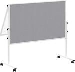 MAUL Moderationstafel MAULsolid, fahrbar, klappbar, Whiteboard / Filzoberfl&auml;che grau