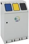 Wertstoffsammler, Stahl, Volumen 3 x 30 l, TRIPLEX, 3 Innenbeh&auml;lter, mit Pedal
