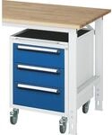 RAU Roll-Container, HxBxT 690 x 490 x 600 mm, 3 Schubladen, lichtgrau / enzianblau