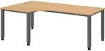 eurokraft pro Schreibtisch, Winkeltisch, Breite 2000 mm, graphit / Buche