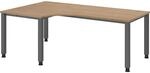 eurokraft pro Schreibtisch, Winkeltisch, Breite 2000 mm, graphit / Nussbaum