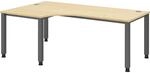eurokraft pro Schreibtisch, Winkeltisch, Breite 2000 mm, graphit / Ahorn