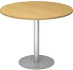 Besprechungstisch, &Oslash; 1000 mm, 755 mm hoch, Gestell silber, Platte Buche-Dekor