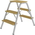 MUNK Stahlrohr-Tritt mit Holzstufen, ohne Rollen, 3 Stufen inkl. Plattform