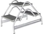 MUNK Aluminium-Arbeitspodest, Stufen aus Stahl-Gitterrost, beidseitig begehbar, 2