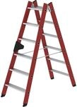 MUNK Kunststoffleiter, mit geriffelten Aluminium-Stufen, 2 x 6 Stufen