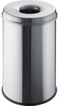 helit Sicherheitspapierkorb, Stahl, flammhemmend, Volumen 30 l, VE 2 Stk, Edelstahl