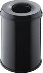 helit Sicherheitspapierkorb, Stahl, flammhemmend, Volumen 15 l, VE 2 Stk, schwarz