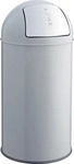 helit Push-Abfallbeh&auml;lter, Stahl, selbstschlie&szlig;end, mittelgrau, 50 l, Hx&Oslash; 745 x
