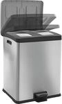 EKO Pedal-Abfallsammler, Volumen 2 x 30 l, BxHxT 459 x 636 x 495 mm, Edelstahl, matt