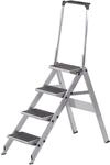 Alu-Klapptreppe, Stufen Alu mit PVC-Belag, mit Sicherheitsb&uuml;gel, 4 Stufen