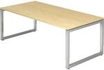 eurokraft pro Schreibtisch mit Gestell aus Vierkant-Stahlrohr, H&ouml;he 650 - 850 mm,