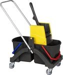 Vermop Nasswischwagen AQUVA, mit Deichsel, 2 x 17-l-Eimer