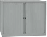 BISLEY Euro-Rollladenschrank, Breite 1200 mm, 2 Fachb&ouml;den, silber