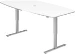 Konferenztisch, BxT 2200 x 1030 mm, elektrisch h&ouml;henverstellbar 720 - 1190 mm, wei&szlig;