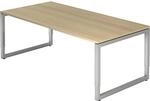 eurokraft pro Schreibtisch mit Gestell aus Vierkant-Stahlrohr, H&ouml;he 650 - 850 mm,