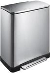 EKO Edelstahl-Tretabfallsammler, eckig, Volumen 50 l, Anti-Fingerprint-Beschichtung
