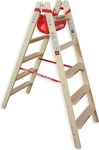 euroline Holz-Stehleiter mit Komfort-Stufen, beidseitig begehbar, 2 x 5 Stufen