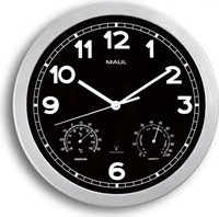MAUL Wanduhr MAULdrive, &Oslash; 300 mm, aus Kunststoff, Rahmen silber, Funkuhrwerk