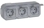 Legrand Feuchtraum-Aufputz-Steckdose Plexo New, 3-fach, IP44, IK08, Grau,...