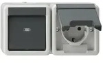 Gira Kombi Aus-Wechselschalter/Schutzkontakt-Steckdose, 10A/16A, 250V, waagerecht,