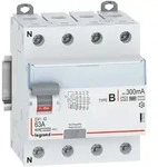 Legrand Fehlerstromschutzschalter DX3 63A 4-polig 300mA Typ B 400V N-links 4TE,...