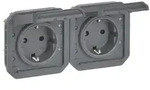 Legrand Schutzkontakt-Steckdose Plexo New, 2-fach, IP44, IK08, Anthrazit, 069879L