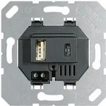 Jung USB-Ladeger&auml;t USB15CASW, 1x Typ A 1x Typ C, Unterputz, Schwarz USB15CASW