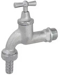 Schl&ouml;sser Auslaufventil mit Metall-Schlauchverschraubung und Knebel-Oberteil,