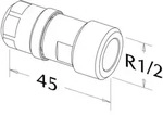 Roth &Uuml;bergangsnippel CC Compact 11mm gerade, DN 8, 1/2", 45mm, Messing...