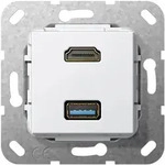 Gira Kabelpeitsche Einsatz, HDMI und USB 3.0 Typ A, Reinwei&szlig;, 567903 567903