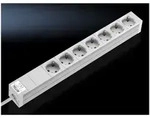 Rittal Steckdosenleiste DK 7240.210, 7-fach, 482,6x44x44mm, Aluminium, Grau 7240210