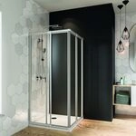 Breuer Fara 4 Eckeinstieg 800-900mm Perle Schiebet&uuml;r 4-teilig, Silber matt