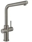 Grohe Blue Home Starterset, L-Auslauf, 1-Loch-Montage, Hard Graphite geb&uuml;rstet,