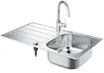 Grohe Bau Edge K&uuml;chensp&uuml;len-Set K200, Einzelbecken, Aufbau, 860x500mm, Edelstahl,