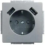Busch J&auml;ger Schuko USB Steckdose 20 EUCB2USB-866 pur Edelstahl USB-Ladestation