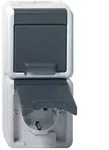 Gira Schutzkontakt-Doppelsteckdose 478030, 16A 250V, senkrecht, mit Klappdeckel, Grau