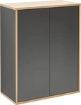FACKELMANN FINN Doppel Midischrank 60 cm breit, Anthrazit/Braun hell