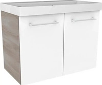 FACKELMANN LIMA Waschbeckenunterschrank 60 cm breit, Wei&szlig;/Braun