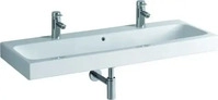 GEBERIT ICON Waschbecken Keramik 120 cm breit, Wei&szlig;, zwei Hahnl&ouml;cher, mit