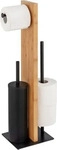 WENKO LESINA WC-Garnitur, Braun/Schwarz, mit Toilettenpapierhalter und Bevorrater,