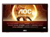 AOC 16G3 39,6cm (15,6") FHD Mobiler Gaming Monitor 16:9 HDMI/mHDMI/USB-C 144Hz