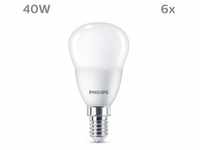 Philips LED Tropfenlampe mit 40W, E14 Sockel, Matt, Warmwhite (2700K) 6er Pack