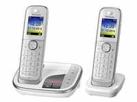 Panasonic KX-TGJ322GW schnurloses Duo DECT Festnetztelefon inkl. AB, weiß